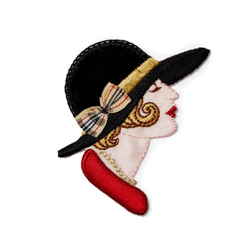 Lady in a cloche hat embroidery patch
